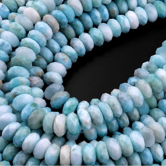 Larimar & Peruvian Pink Opal Faceted Beaded Bracelet handmade in Maui - Picture 9 of 9